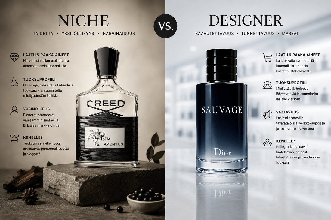 Niche vs. designer-tuoksut – kumpi sopii sinulle? - Finscents